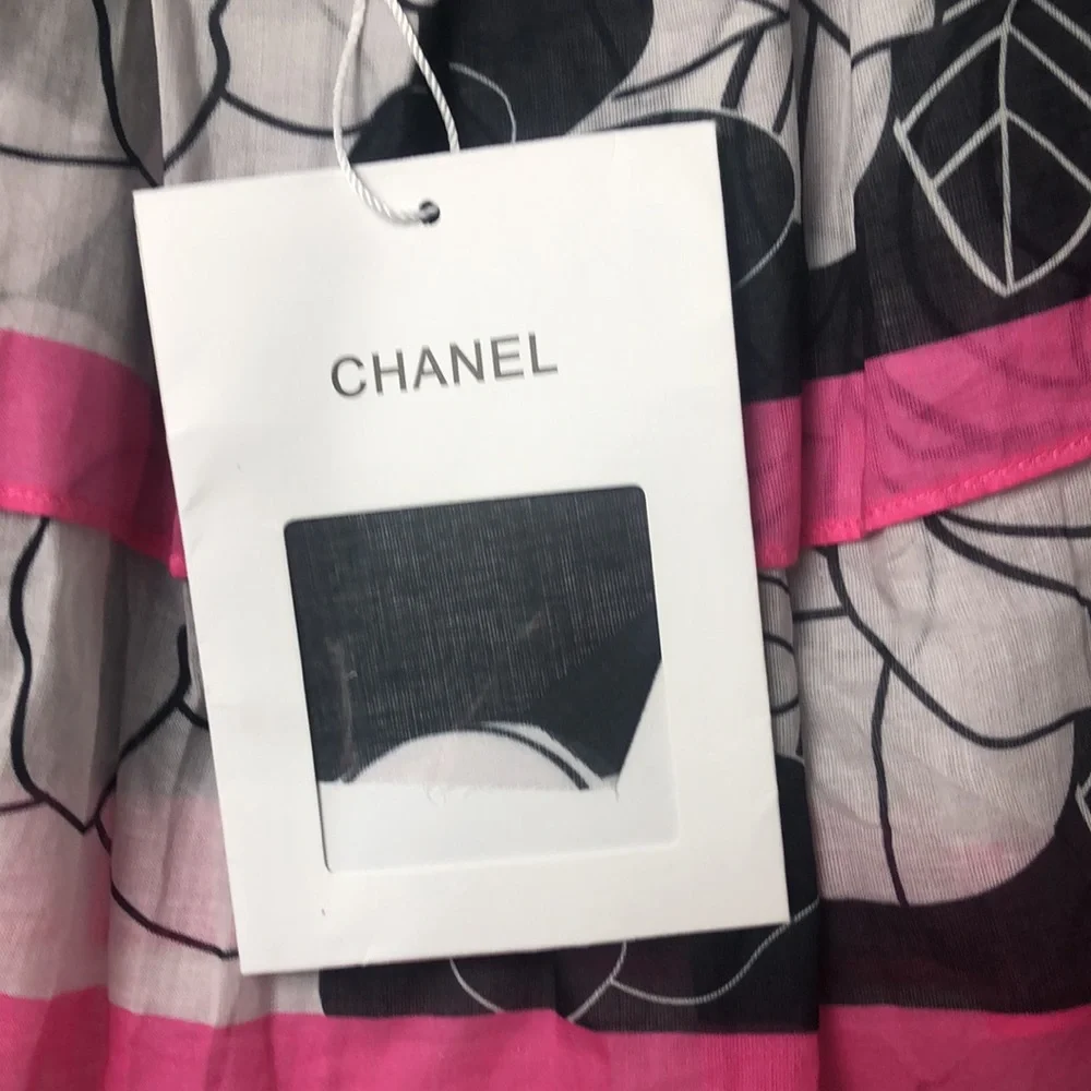 CHANEL Floral Off-Shoulder Crop Top cotton Size 38 - Picture 6 of 16